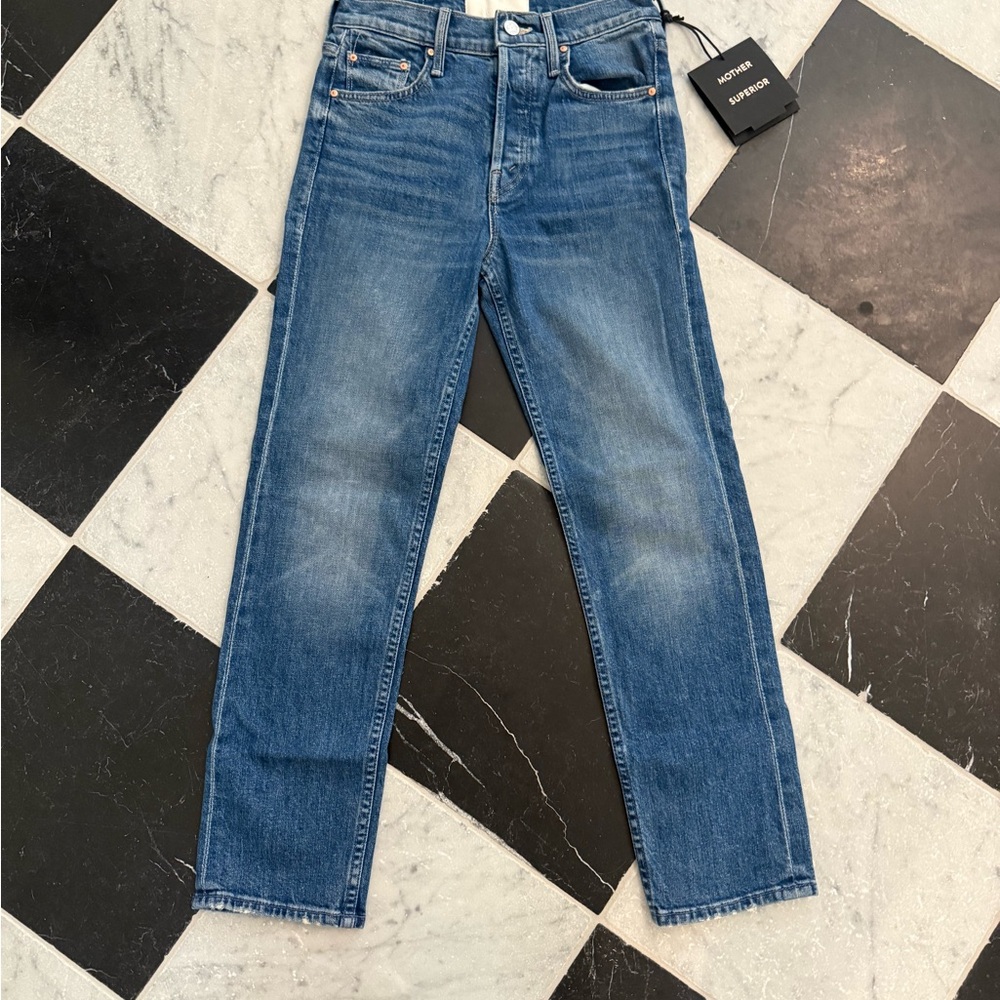 MOTHER Women's Blue Straight Leg Jeans
